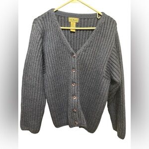 L.L. Bean Vintage blue chunky knit cardigan‎